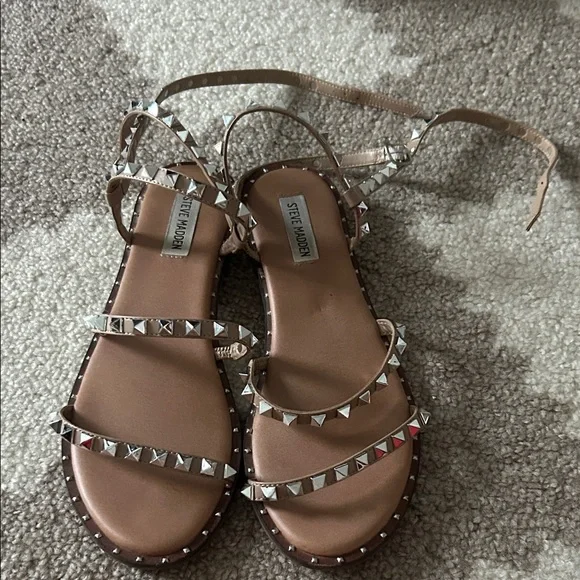 Steve Madden Beige Studded Sandals - Picture 1 of 6